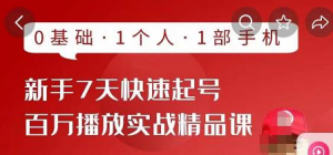 抖音新手快速起号课程：0基础，1个人，1部手机即可-虚拟货源网