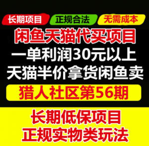 天猫商品半价代买项目：价值688元的闲鱼卖货教程-虚拟货源网