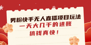 快手无人直播男粉变现项目：稳定一天四位数的进账-虚拟货源网